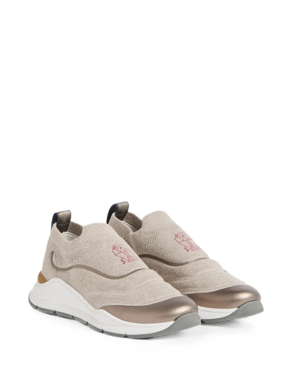 Brunello Cucinelli Kids knitted slip-on sneakers Beige