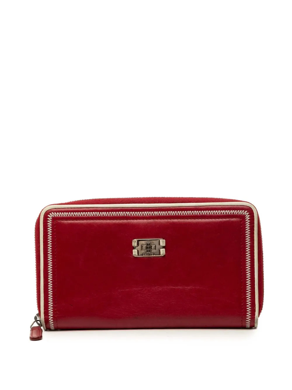 CHANEL Pre-Owned 2006-2008 Distressed Calfskin Reissue 2.55 Zip Around Wallet long wallets - Rosso