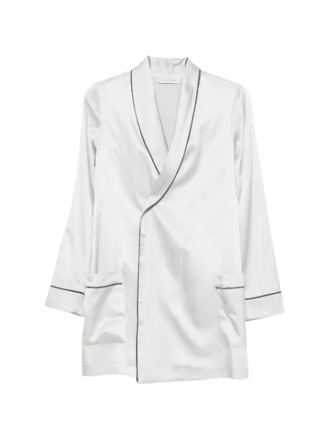 Carine Gilson satin-finish piped-trim robe