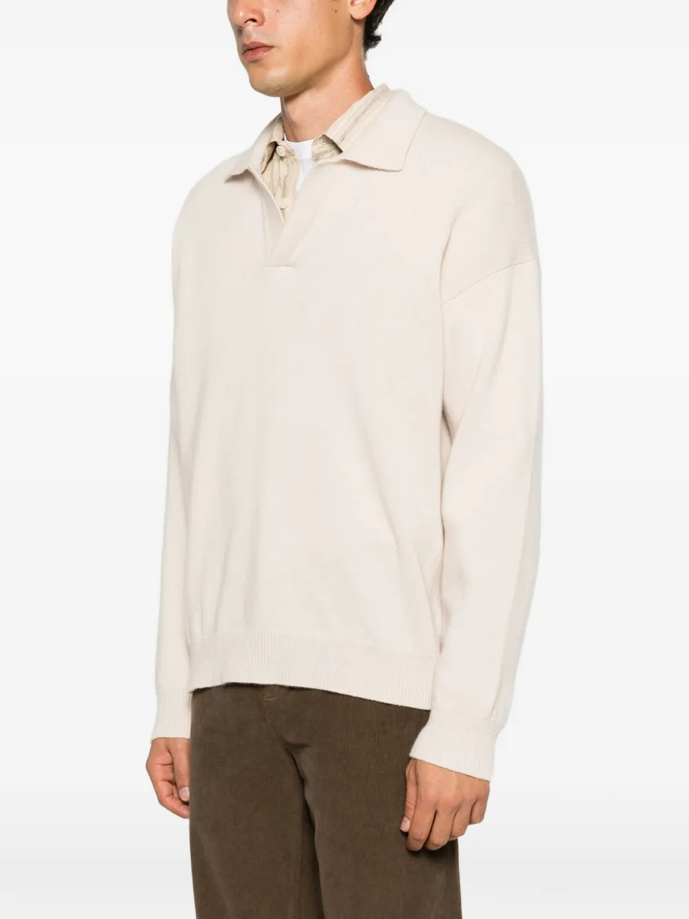 Roberto Collina Wollen trui met kraag Beige