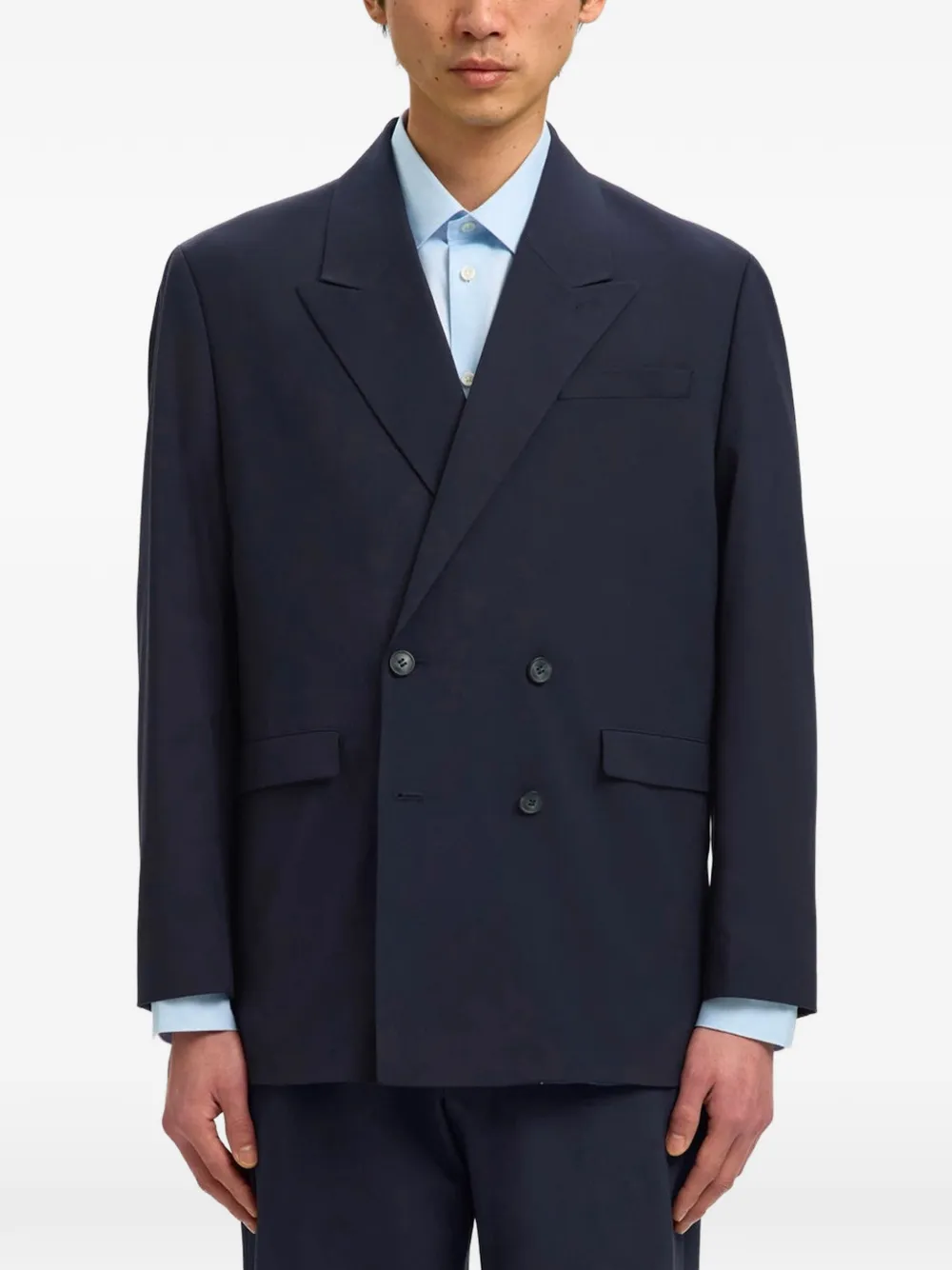 SELECTED Blazer met dubbele rij knopen en gekerfde revers Blauw