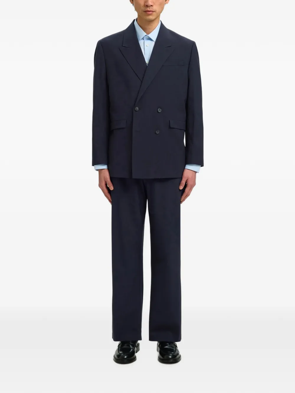 SELECTED Blazer met dubbele rij knopen en gekerfde revers Blauw