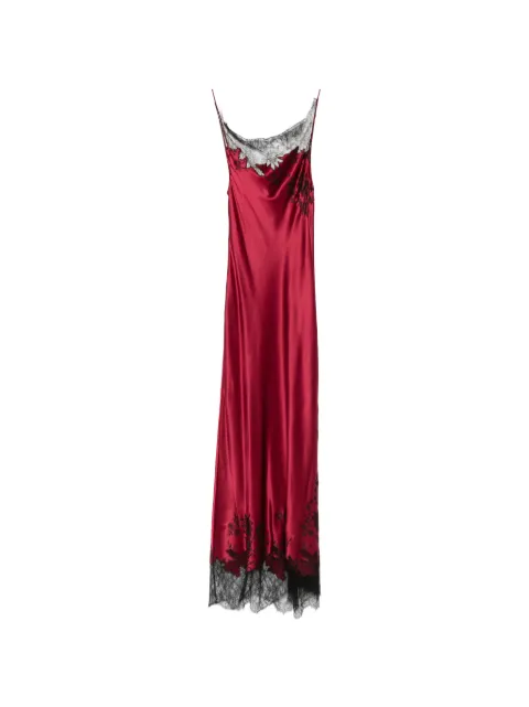 Carine Gilson lace-trim cowl-neck maxi dress