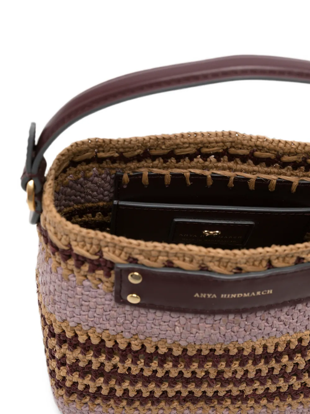Anya Hindmarch Woven-stripe Bucket Bag in Purple, view 5