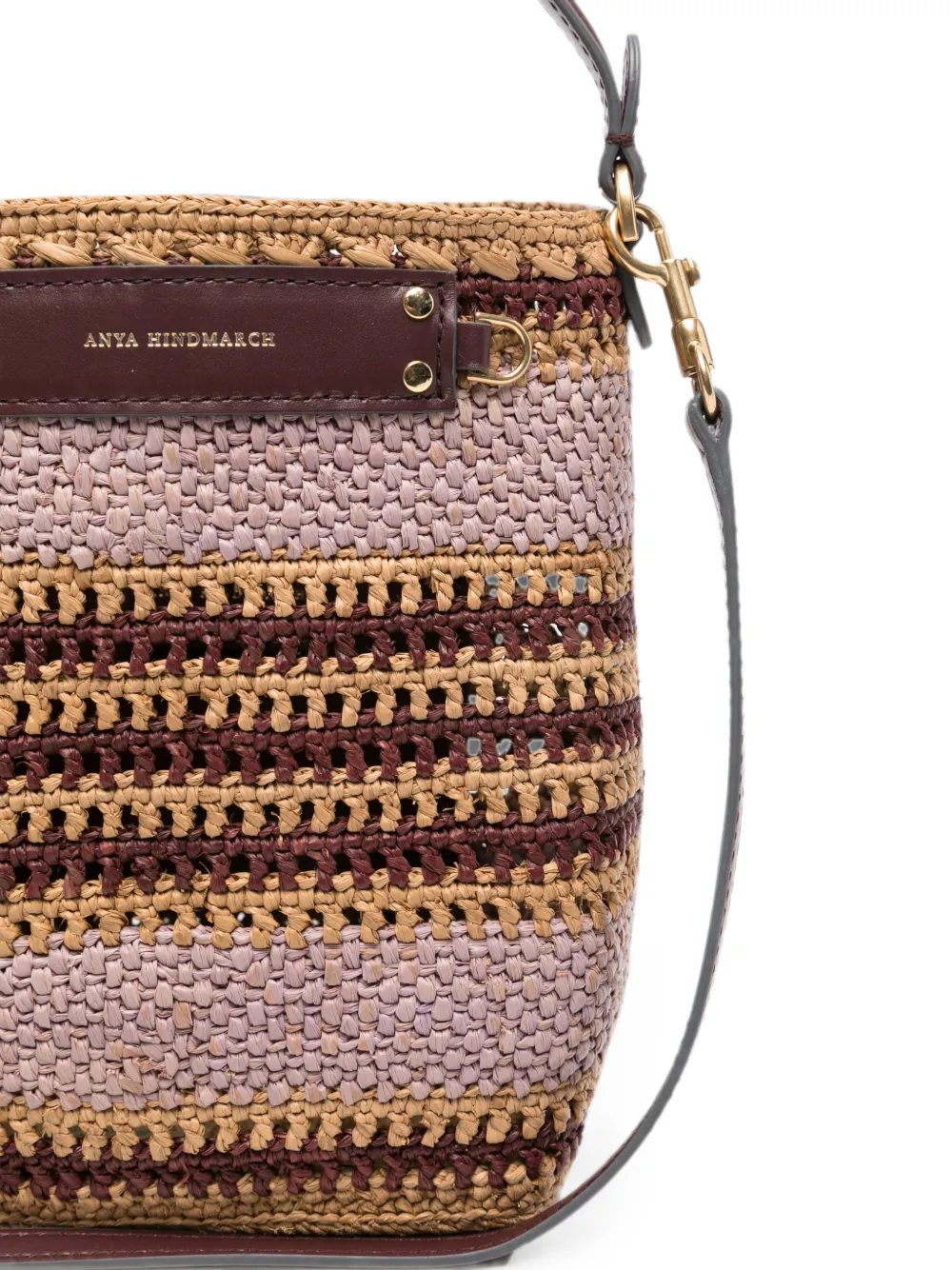 Anya Hindmarch Woven-stripe Bucket Bag in Purple, view 4
