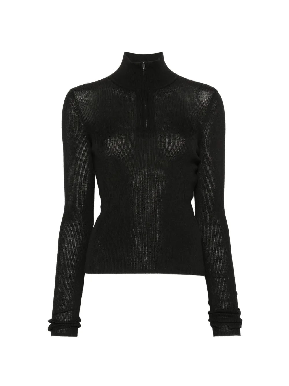 The Frankie Shop Sade half-zip ribbed-knit top