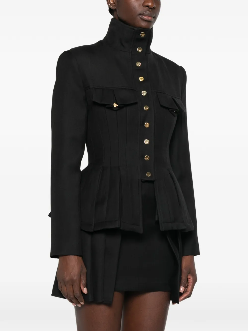 Elisabetta Franchi Peplum jack met knopen Zwart