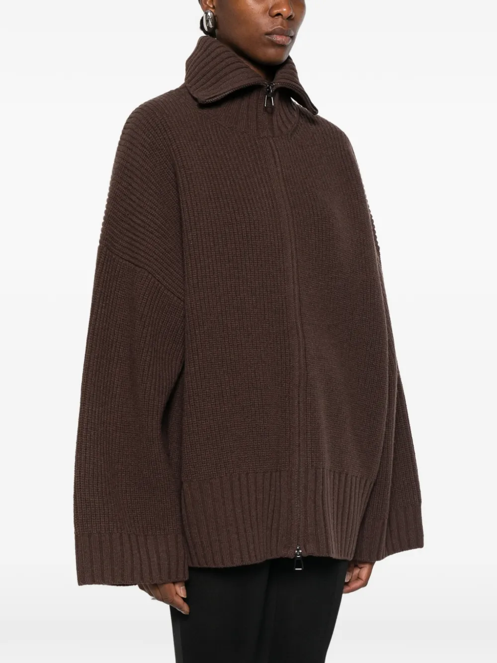 The Frankie Shop Veda ribgebreid vest met rits Bruin