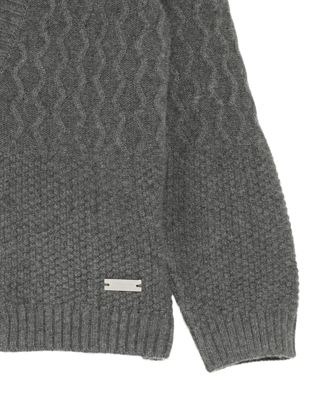 Balmain Kids logo patched cardigan Grijs