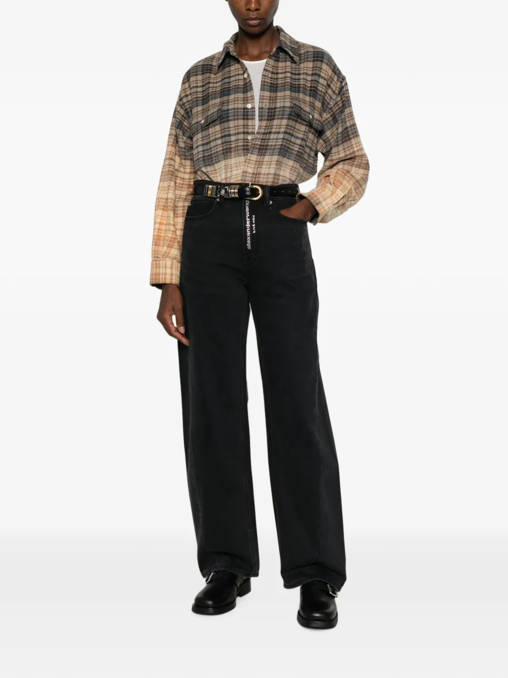 Alexander Wang Mid-waist jeans met logo en kristallen Zwart