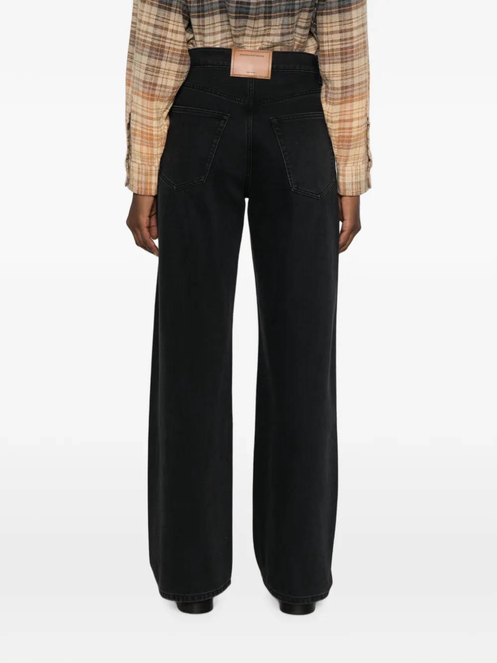 Alexander Wang Mid-waist jeans met logo en kristallen Zwart