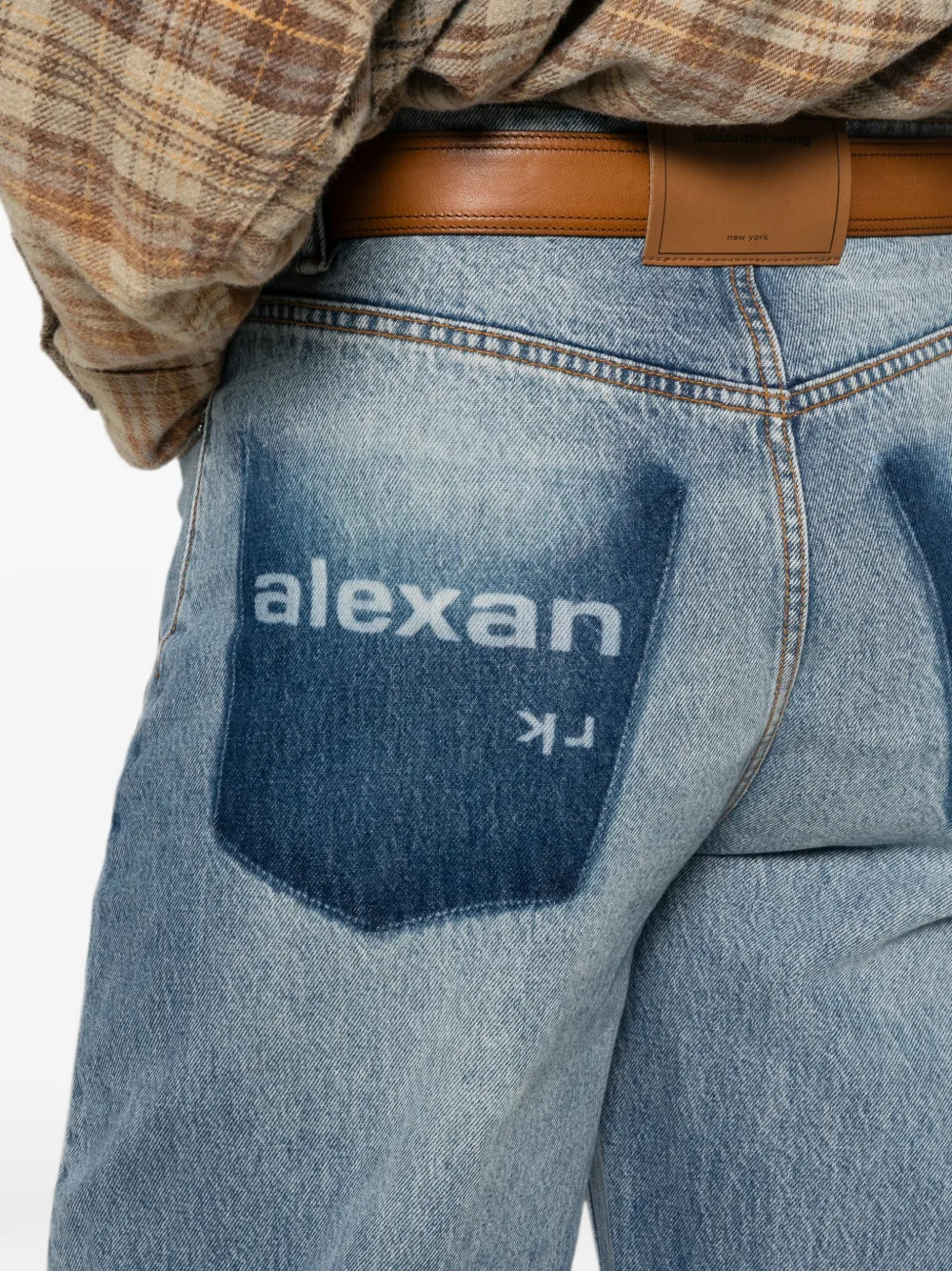 Alexander Wang Jeans met logo-detail en riemlussen Blauw