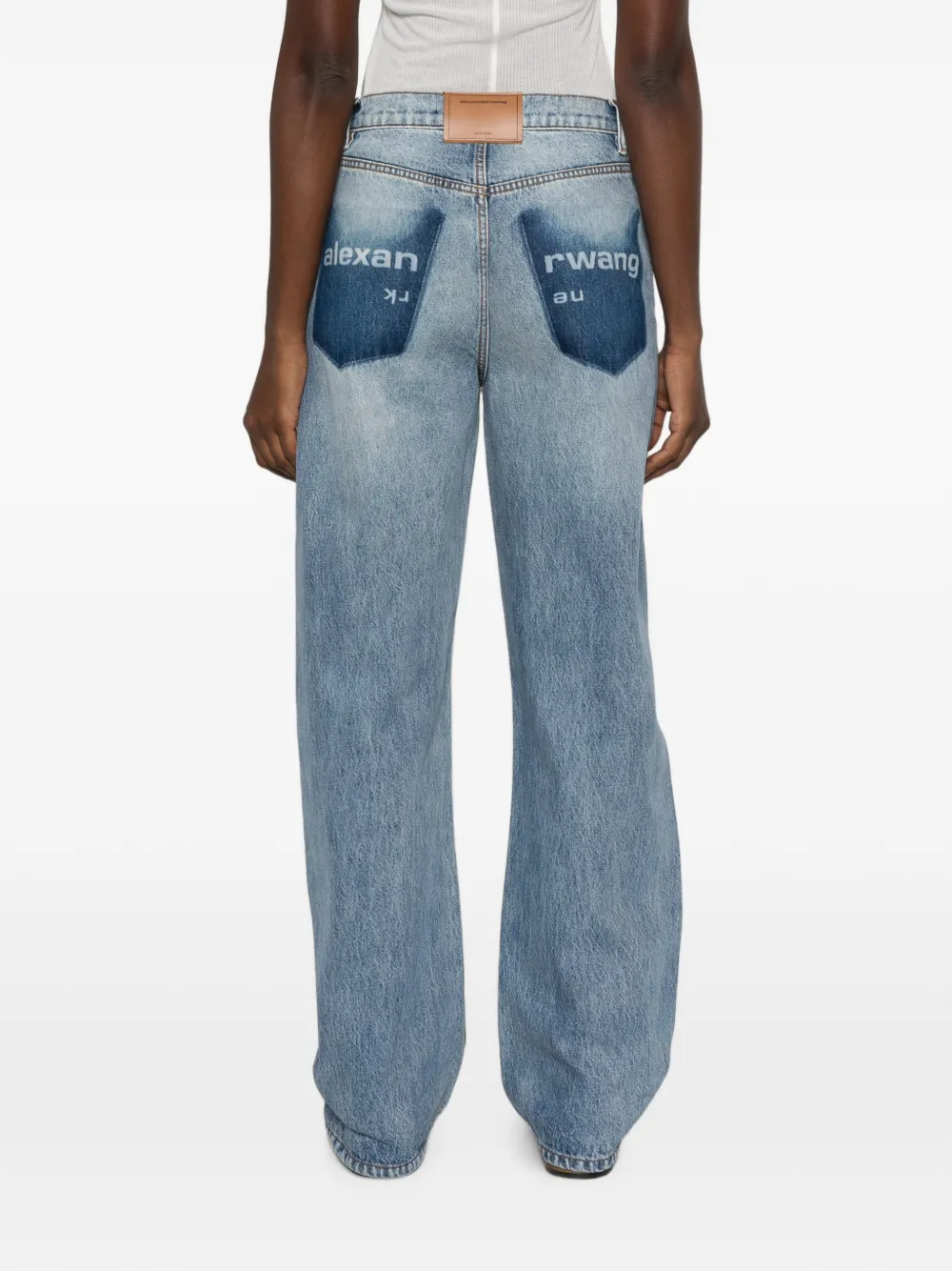 Alexander Wang Jeans met logo-detail en riemlussen Blauw