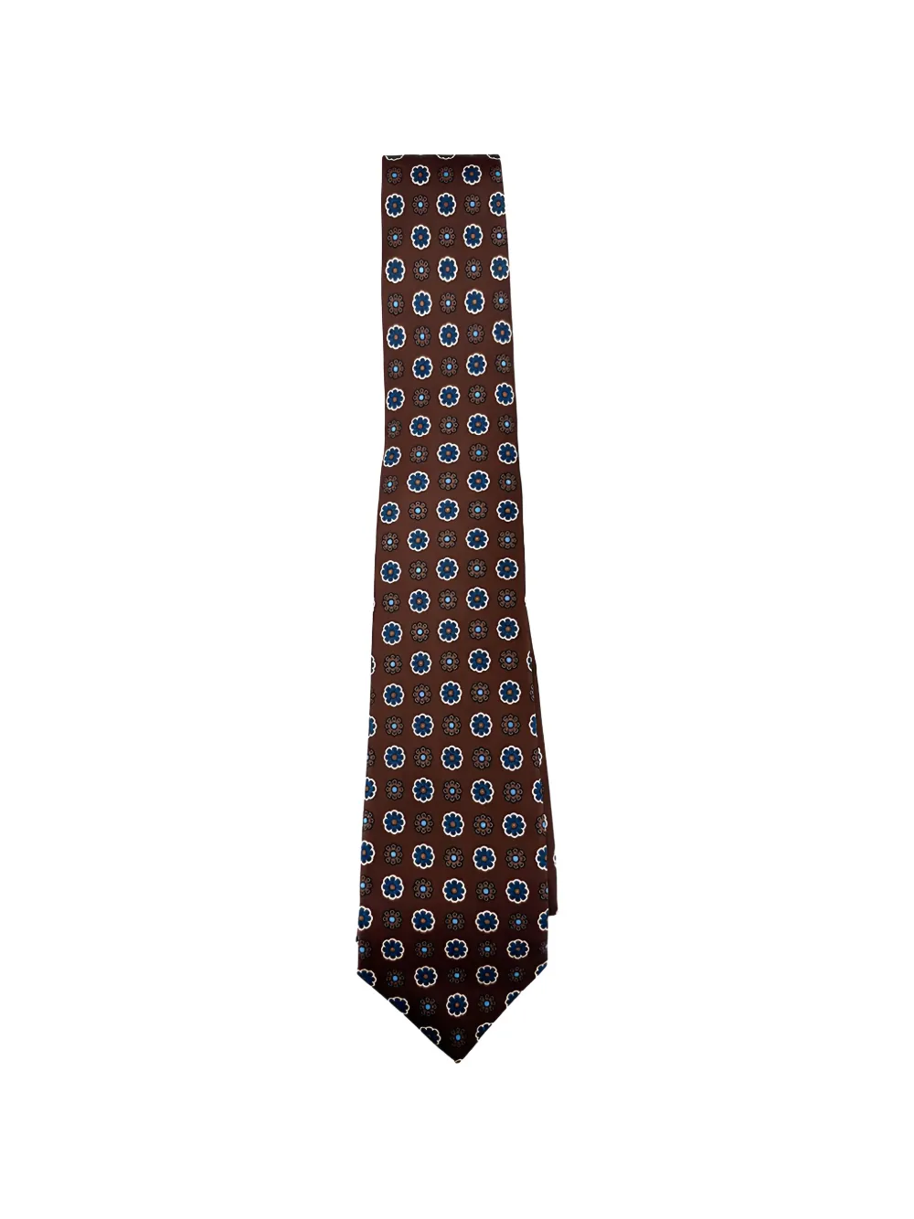 Kiton floral-print silk tie - Marrone