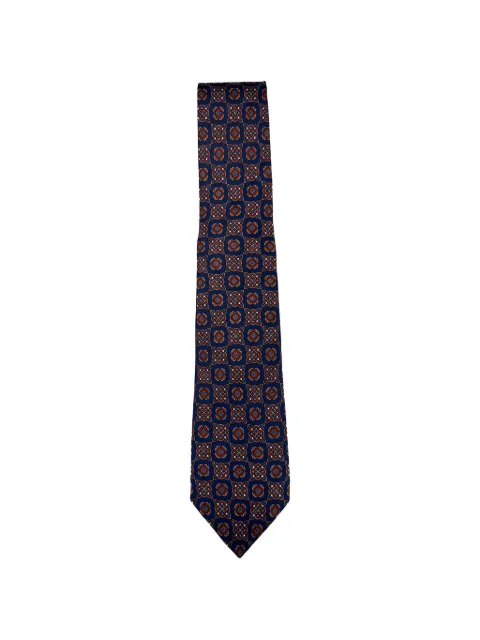Kiton geometric-pattern silk tie