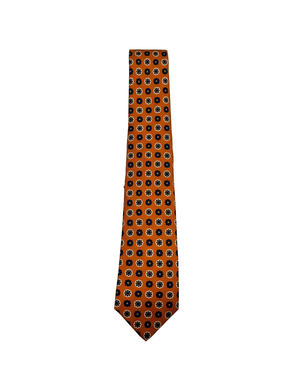 Kiton floral-print silk tie - Arancione