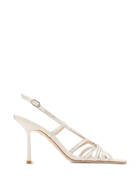 Stuart Weitzman crystal-embellished satin sandals