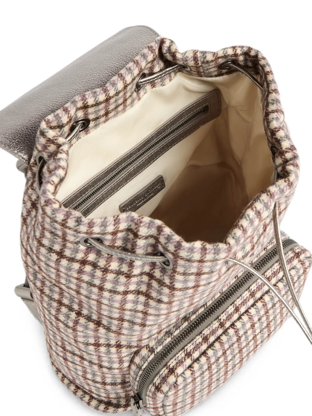 Brunello Cucinelli Kids Geruite rugzak Beige