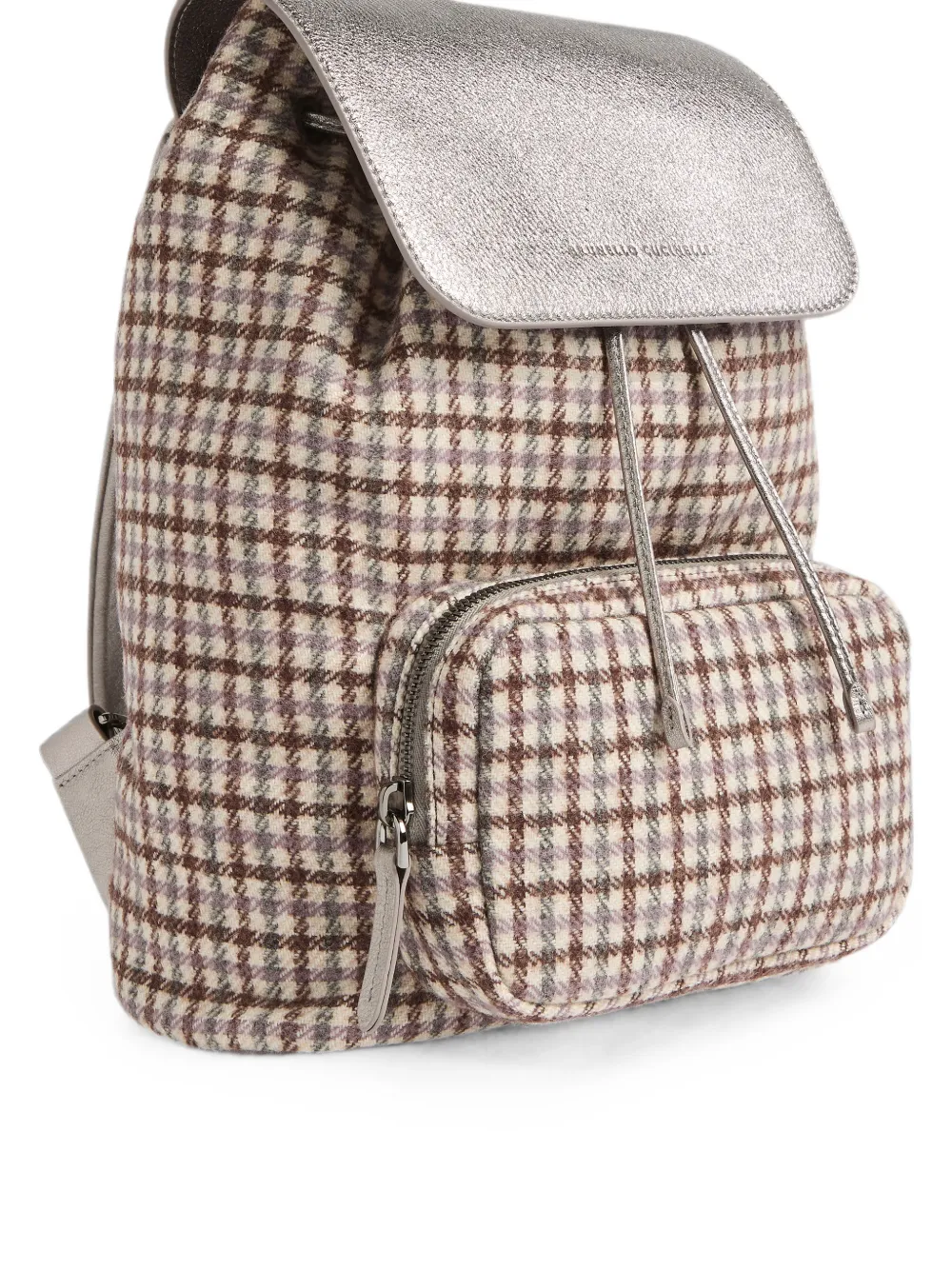 Brunello Cucinelli Kids Geruite rugzak Beige