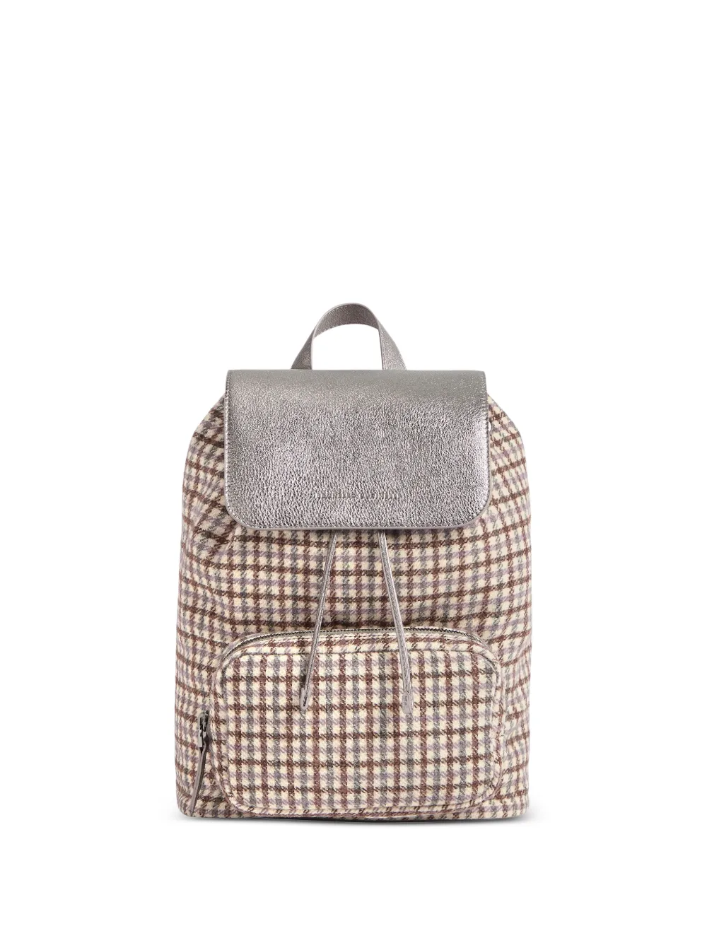 Brunello Cucinelli Kids Rucksack mit Karomuster - Nude