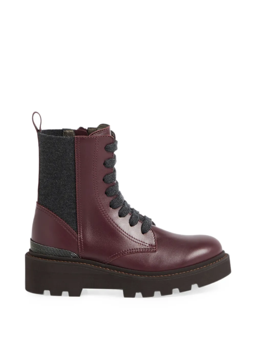 Brunello Cucinelli Kids Monili lace-up ankle boots Rood