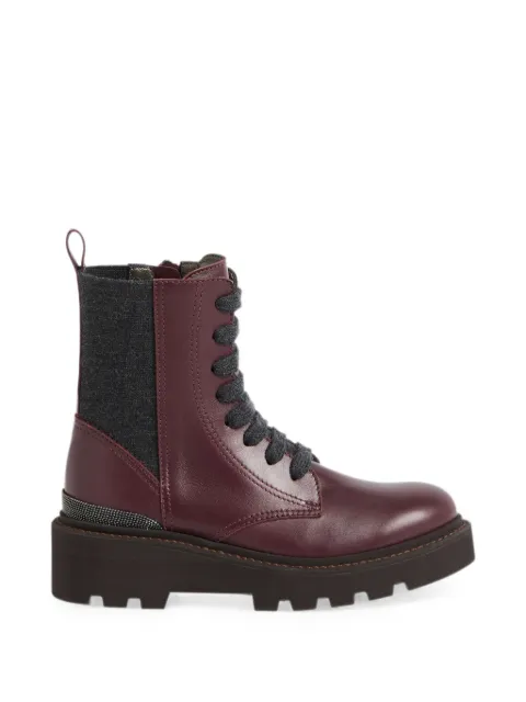 Brunello Cucinelli Kids Monili lace-up ankle boots