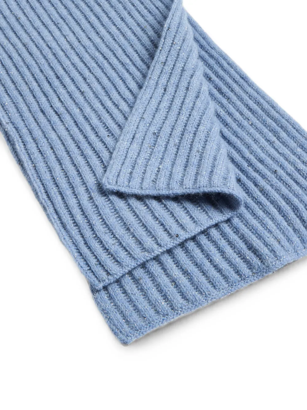 Brunello Cucinelli Kids Ribgebreide sjaal verfraaid met pailletten Blauw