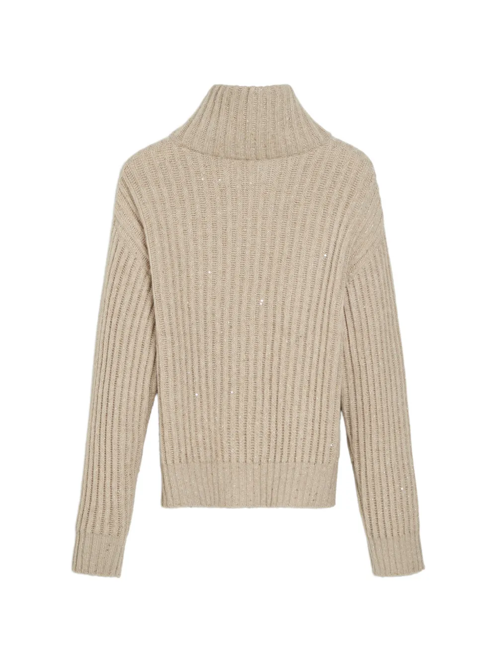 Brunello Cucinelli Kids Ribgebreid vest verfraaid met pailletten Beige