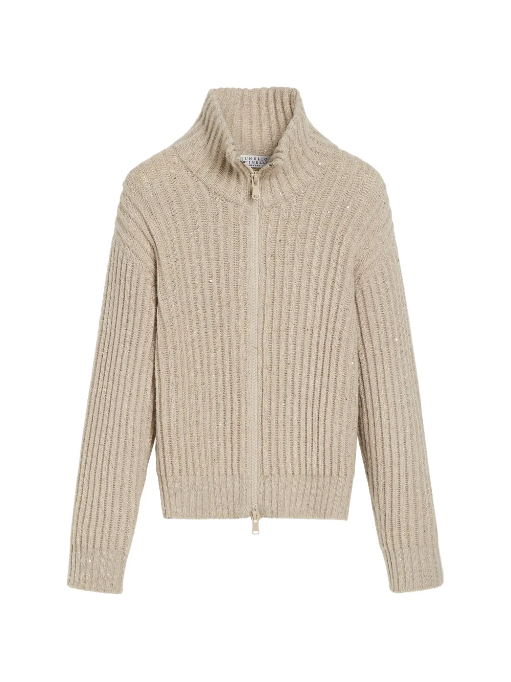 Brunello Cucinelli Kids Cardigan a coste con paillettes - Toni neutri