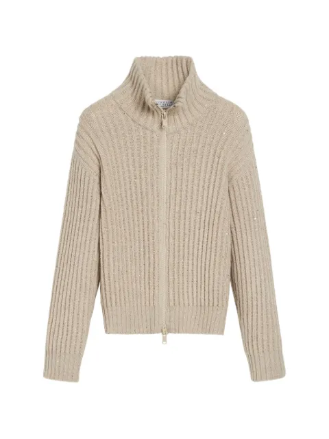 Brunello Cucinelli Kids sequin-embellished ribbed-knit cardigan