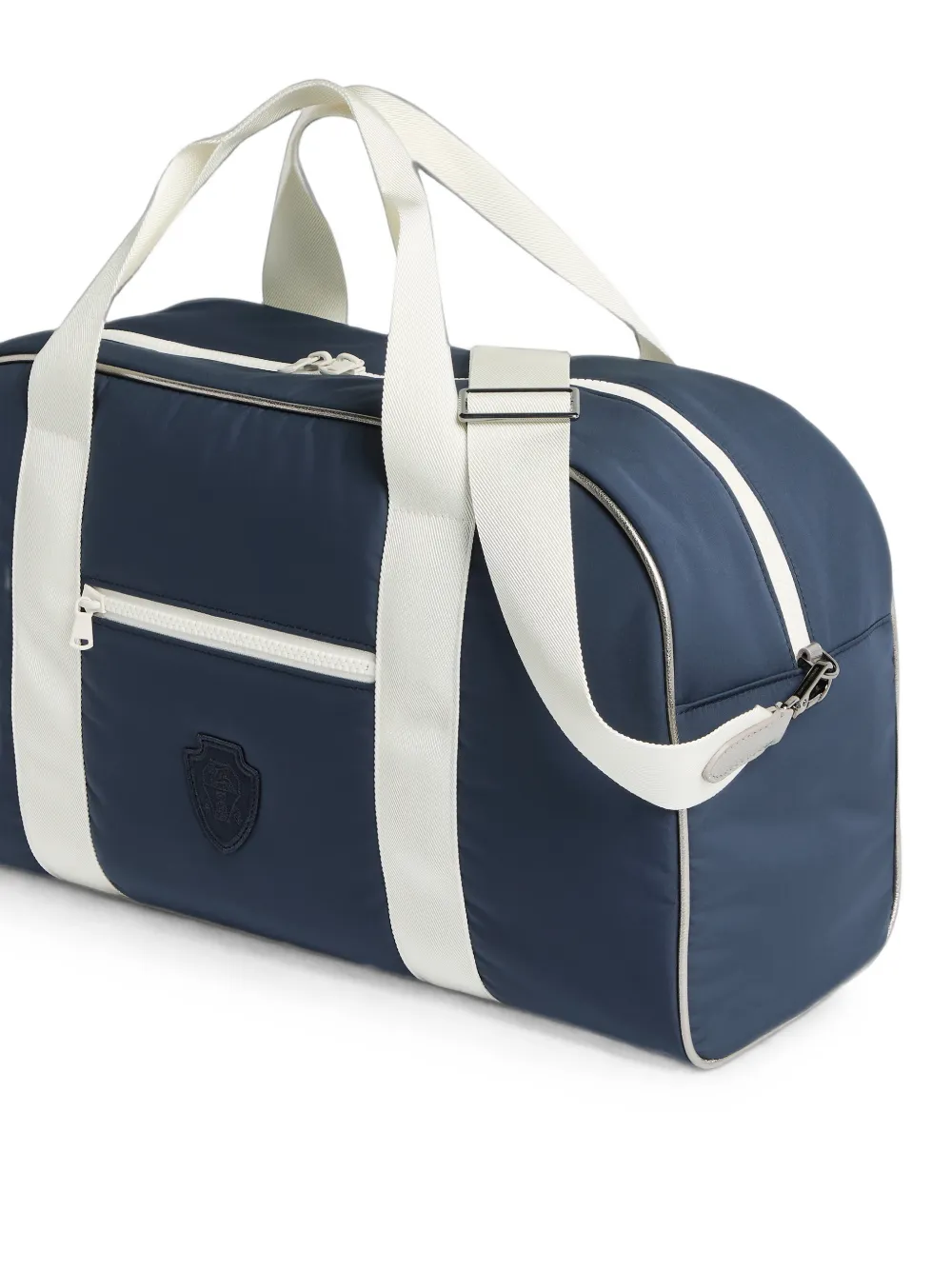 Brunello Cucinelli Kids lamé leather-trim holdall Blauw