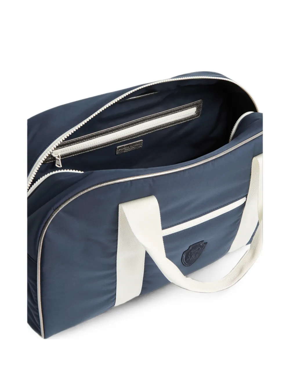 Brunello Cucinelli Kids lamé leather-trim holdall Blauw