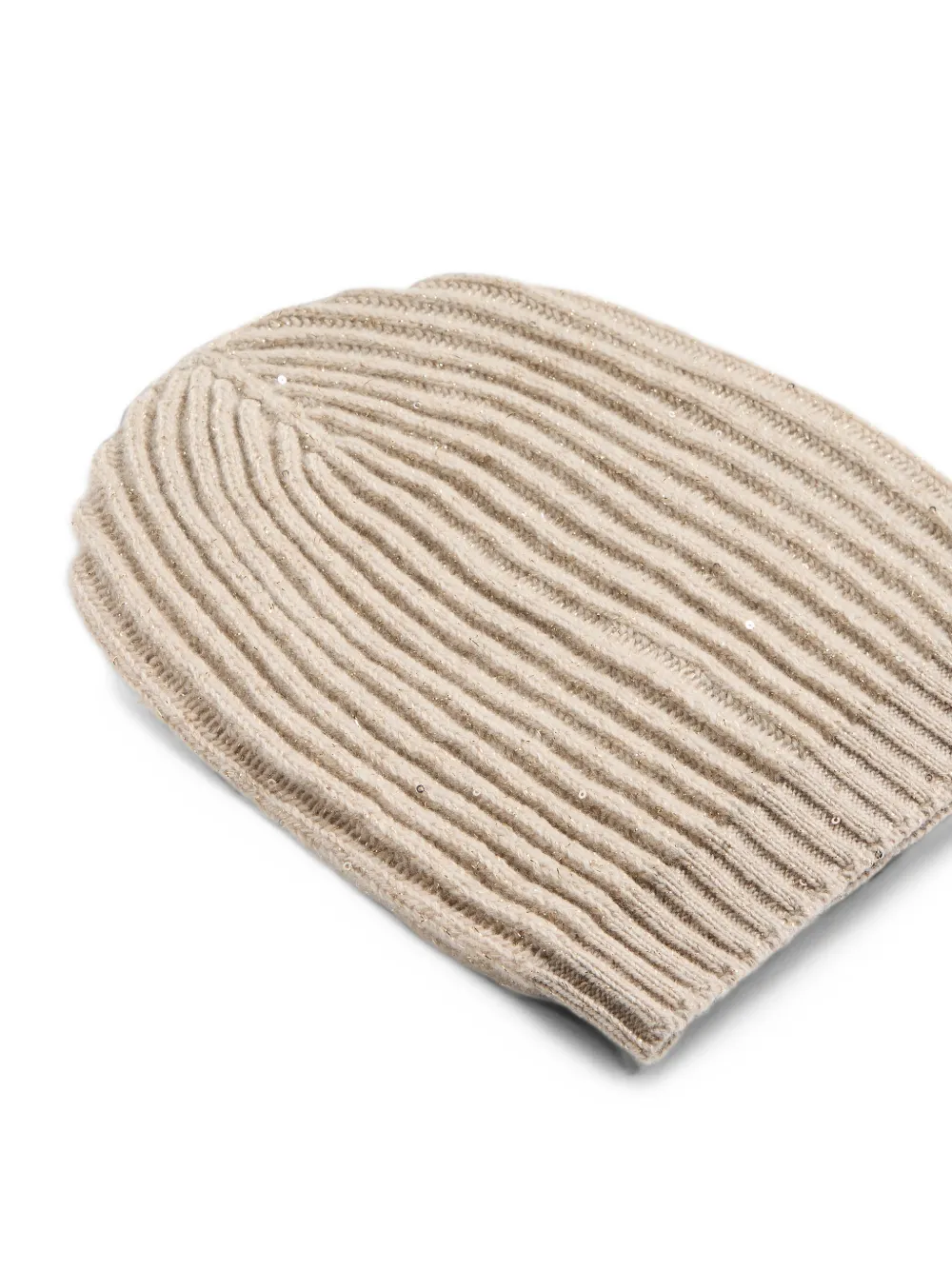 Brunello Cucinelli Kids sequin-embellished rib-knit beanie hat Beige