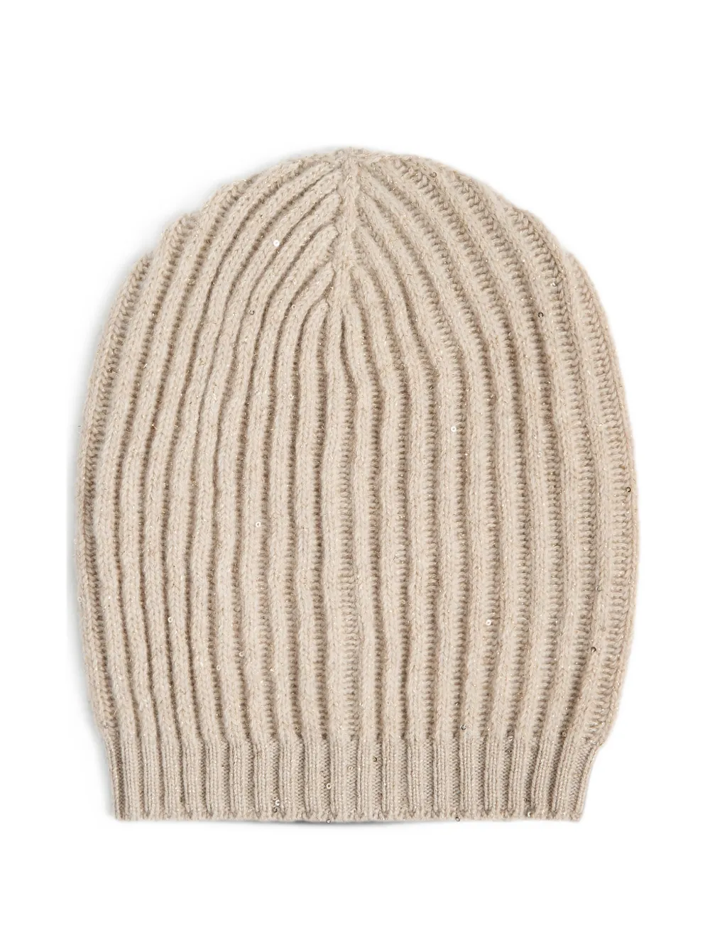 Brunello Cucinelli Kids sequin-embellished rib-knit beanie hat Beige