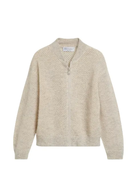 Brunello Cucinelli Kids net-knit zip-up cardigan