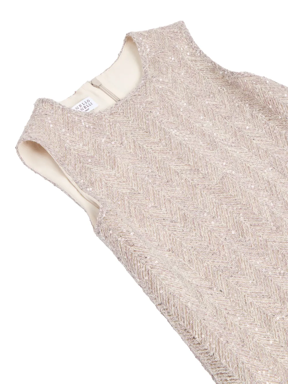 Brunello Cucinelli Kids Jurk verfraaid met pailletten Beige