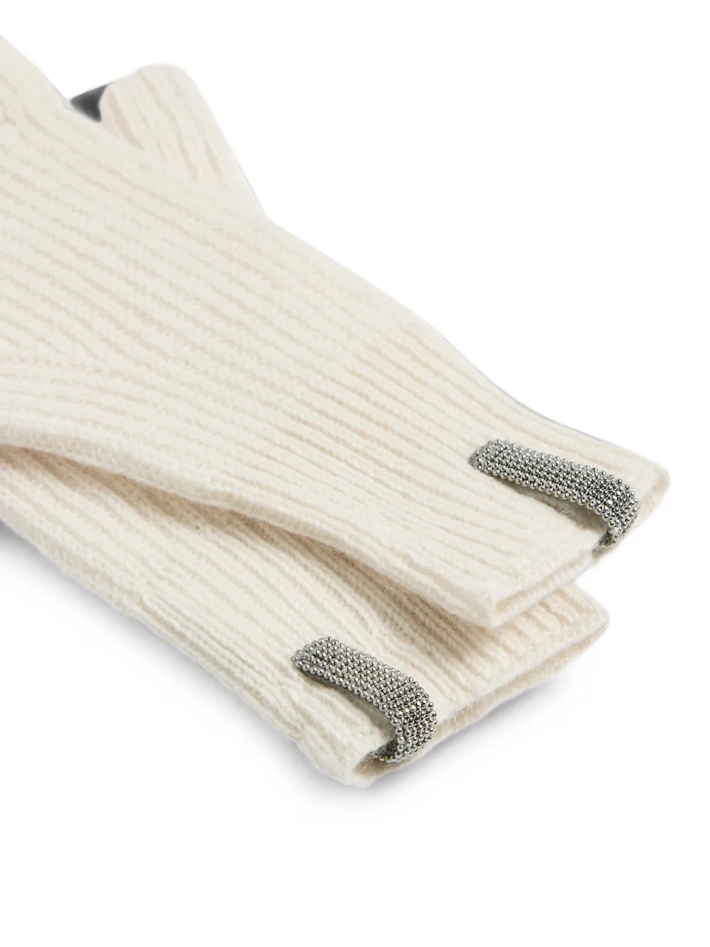 Brunello Cucinelli Kids Monili ribgebreide handschoenen Beige