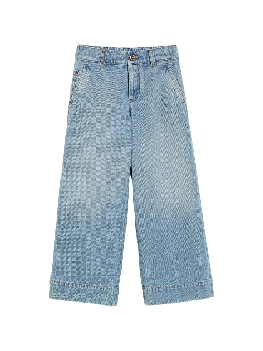 Brunello Cucinelli Kids faded-effect flared jeans Blauw