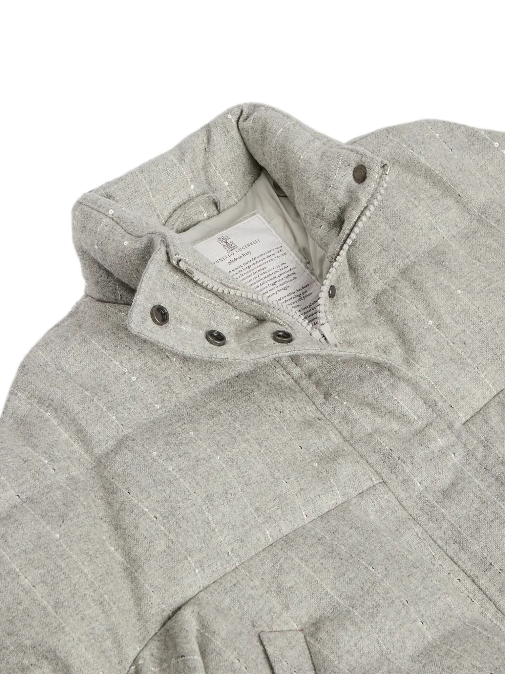 Brunello Cucinelli Kids Gewatteerd jack verfraaid met pailletten Grijs