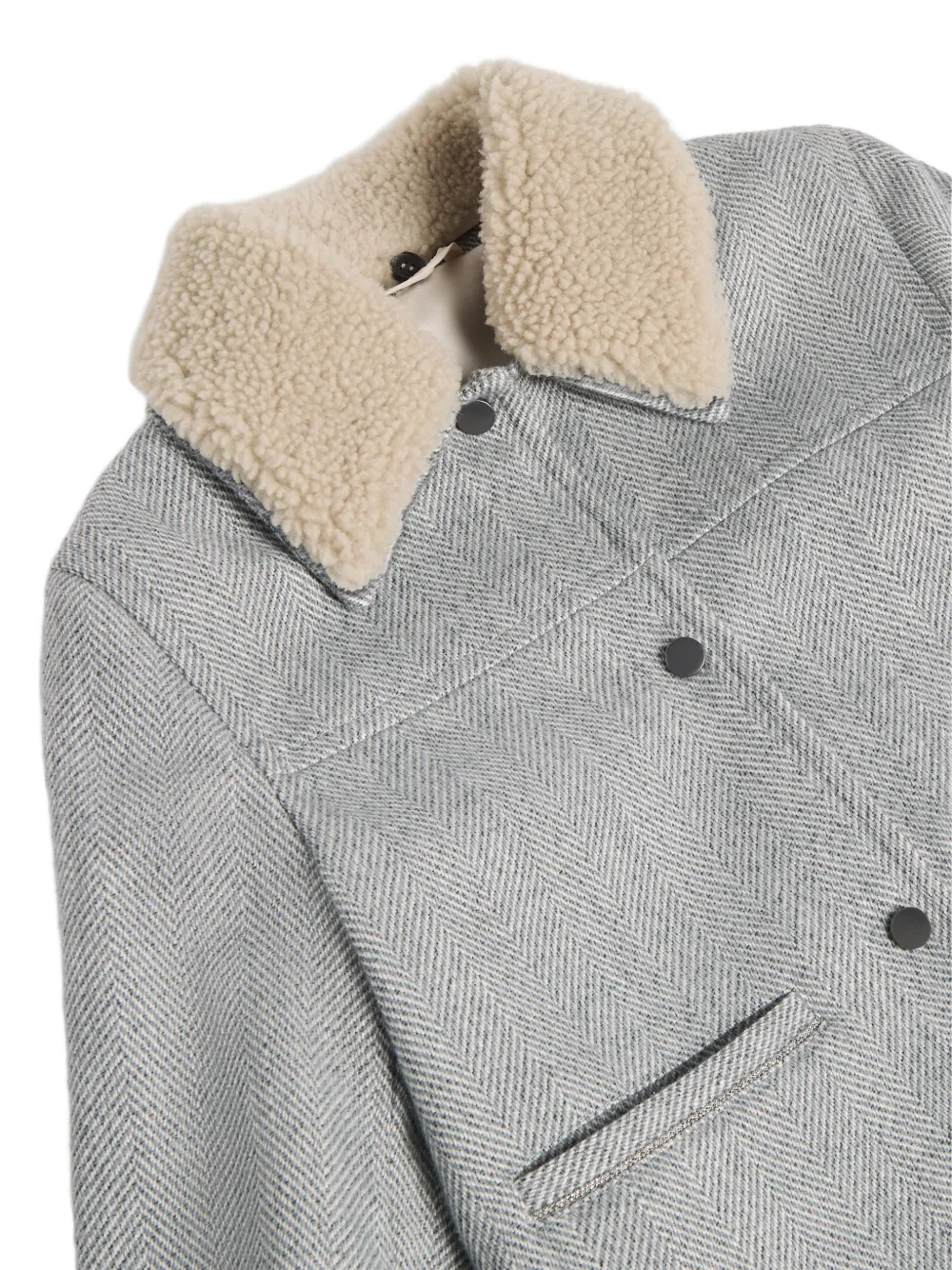 Brunello Cucinelli Kids Bomberjack met lammy kraag Grijs