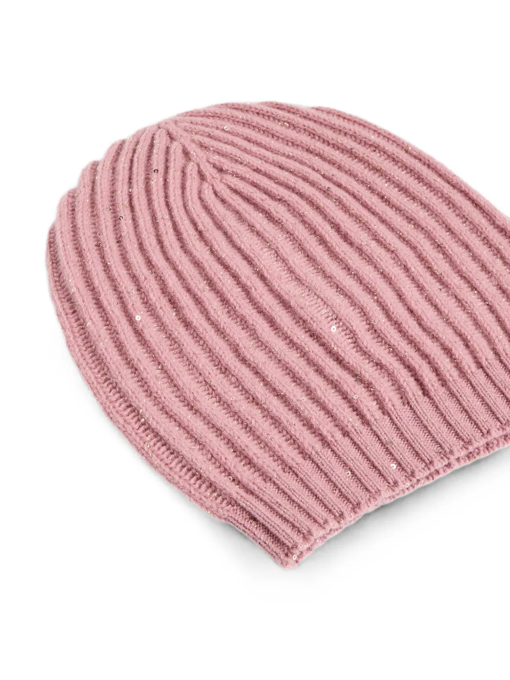 Brunello Cucinelli Kids Ribgebreide muts verfraaid met pailletten Roze