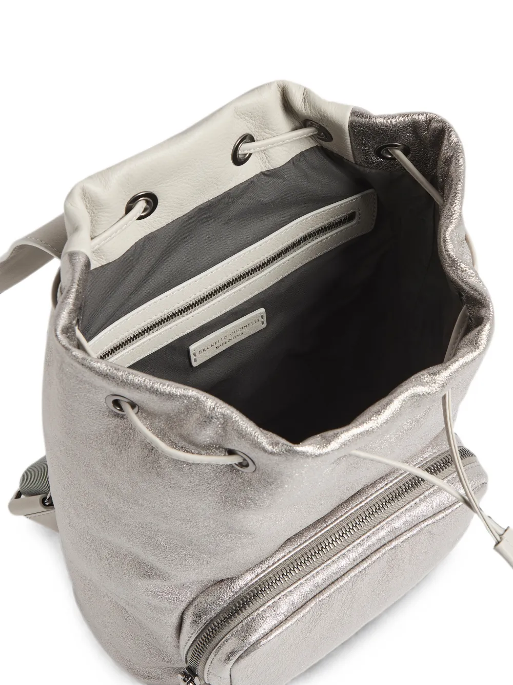 Brunello Cucinelli Kids Leren rugzak Zilver