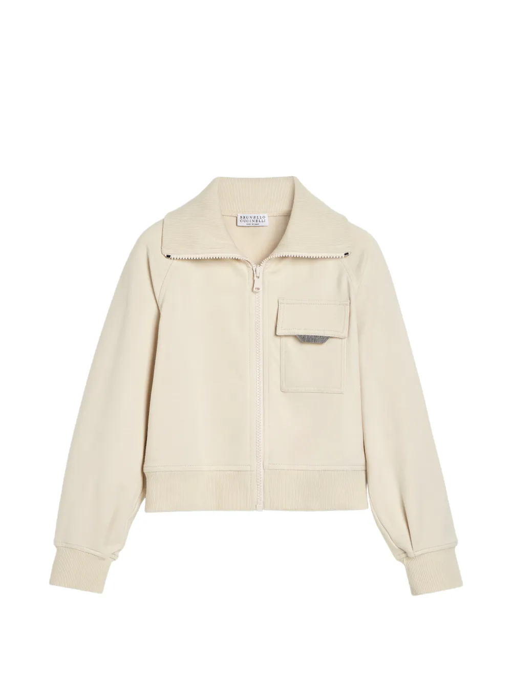 Brunello Cucinelli Kids Monili zip-up hoodie - Toni neutri