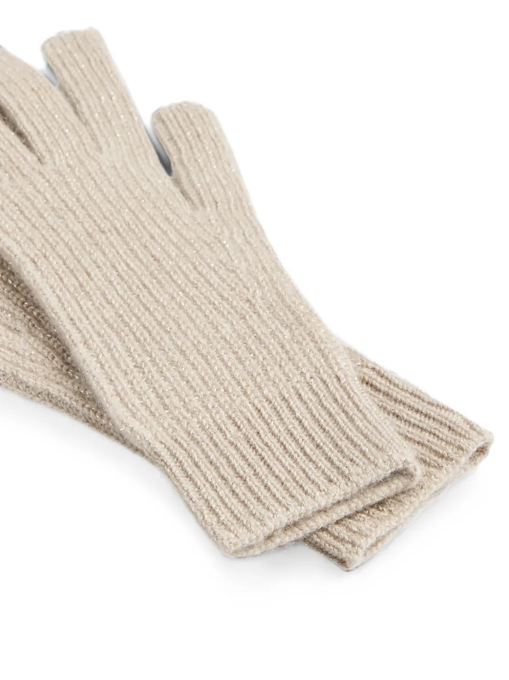 Brunello Cucinelli Kids Ribgebreide handschoenen Beige