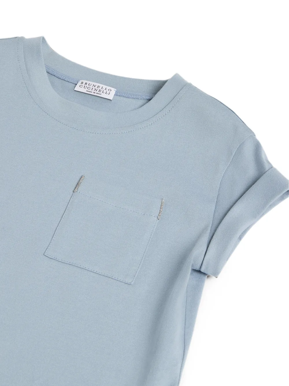 Brunello Cucinelli Kids T-shirt met borstzak Blauw