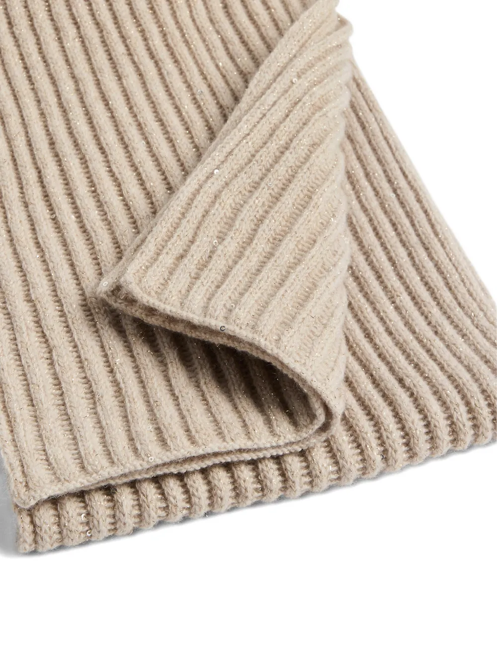 Brunello Cucinelli Kids sequin-embellished rib-knit scarf Beige