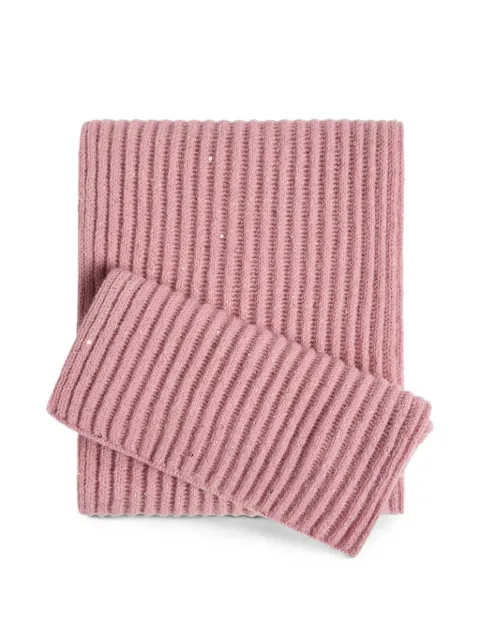 Brunello Cucinelli Kids ribstrikket tørklæde med pailletudsmykning