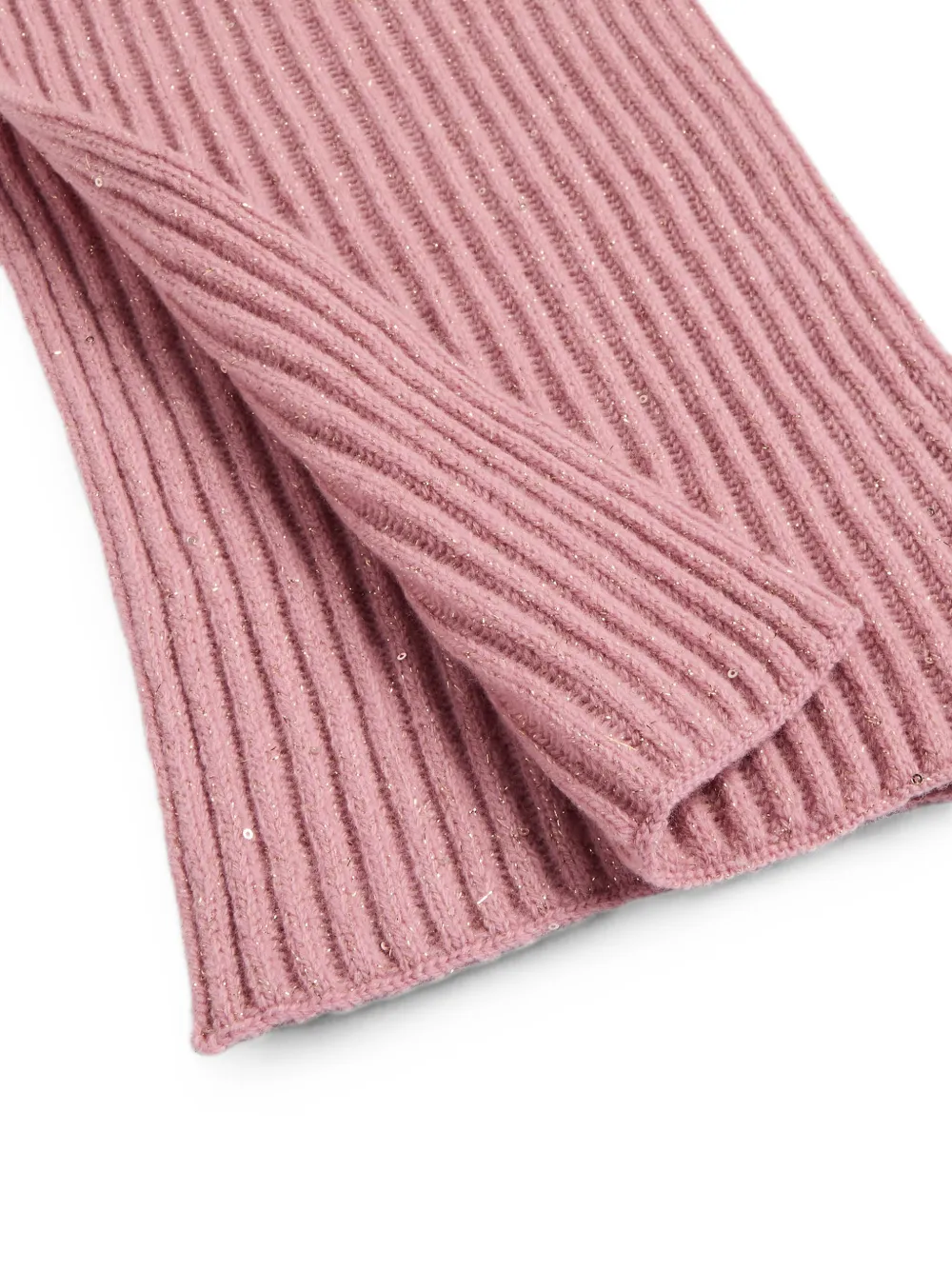Brunello Cucinelli Kids Ribgebreide sjaal verfraaid met pailletten Roze