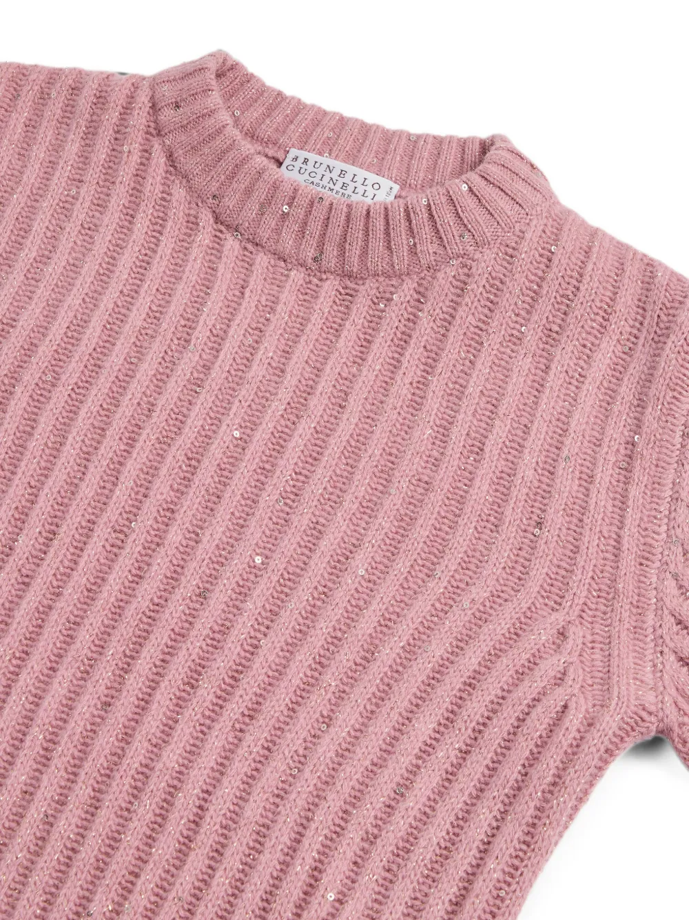 Brunello Cucinelli Kids sequin-embellished ribbed sweater Roze