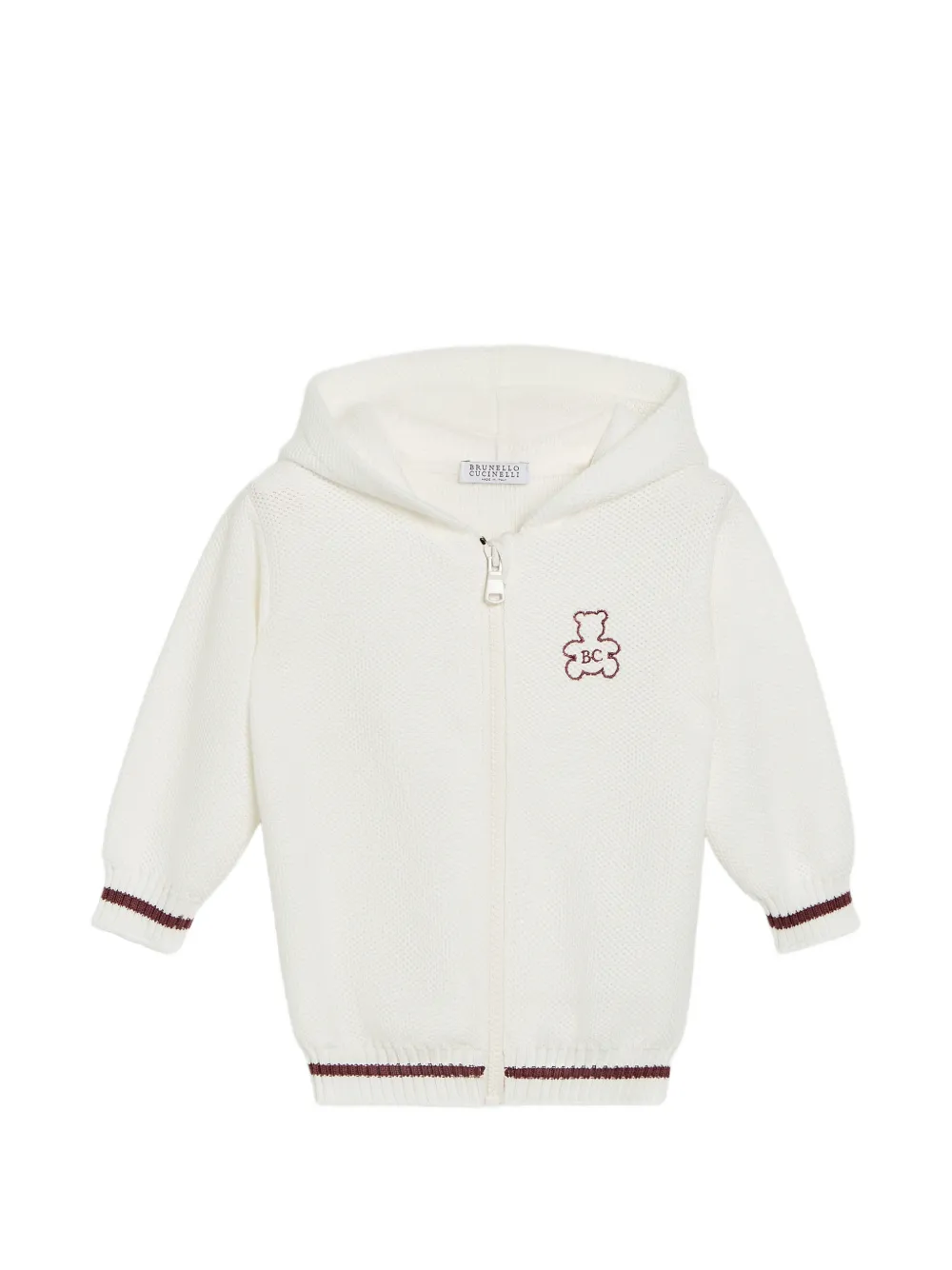 Brunello Cucinelli Kids Bernie hoodie met honingraat-stiksel Wit